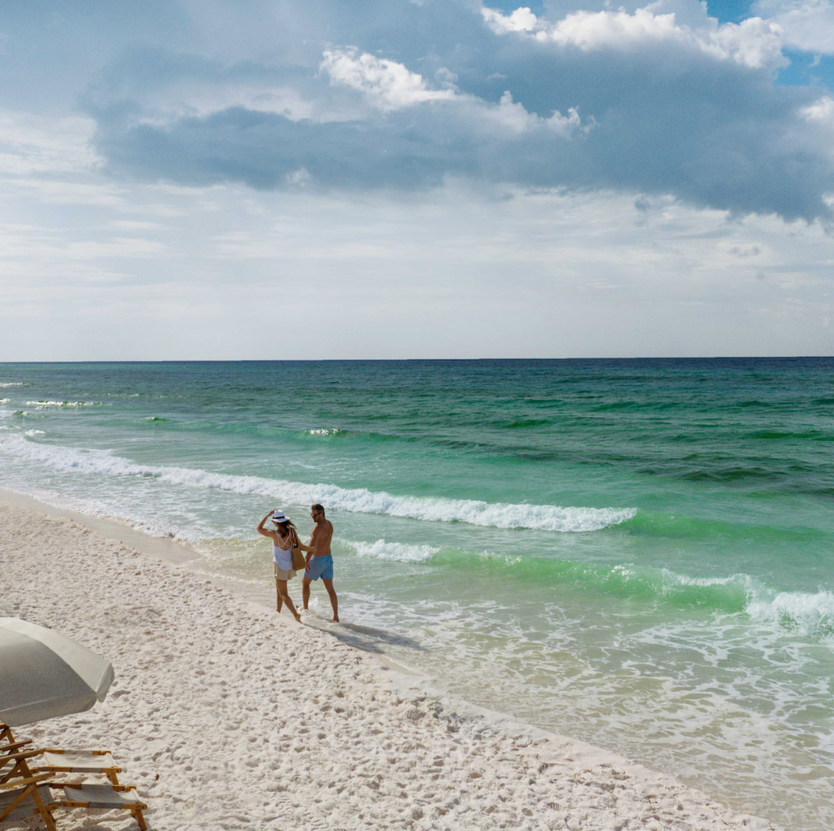 Couple walking in water